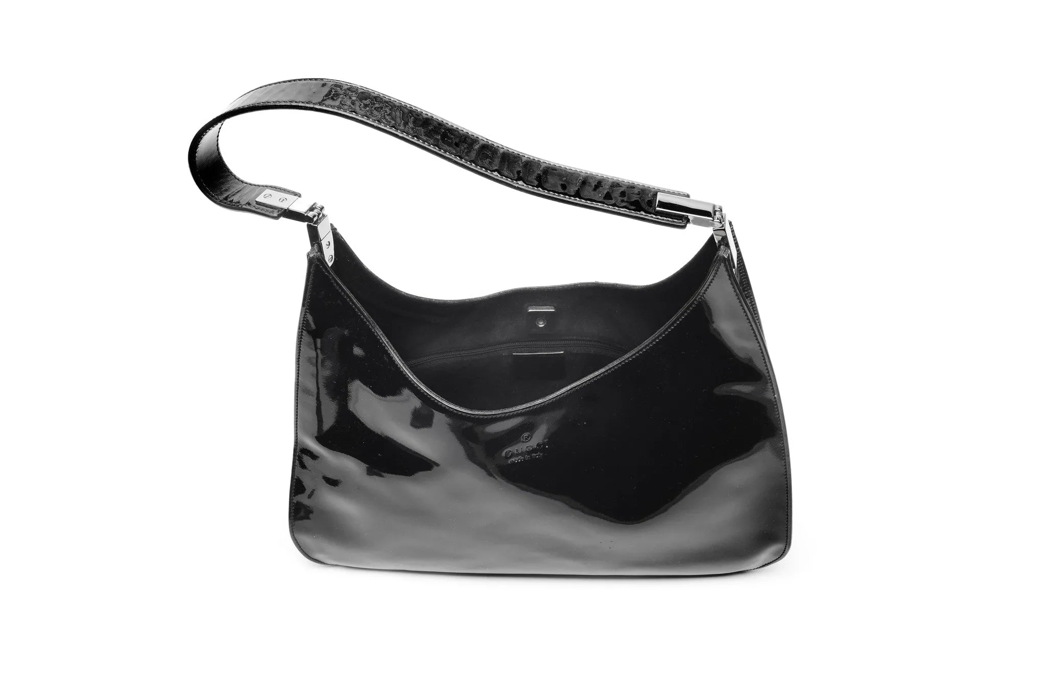 Iconic Tom Ford for Gucci - Black Patent Leather Bag -