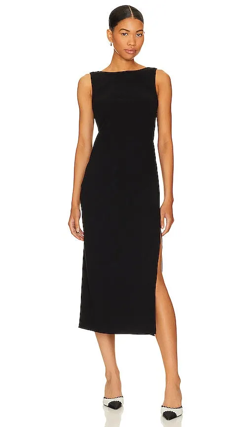 L'Academie Albita Midi Dress in Black