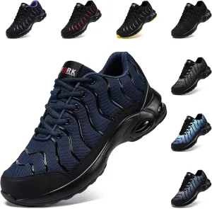 LARNMERN Air Cushion Steel Toe Shoes for Men Lightweight Puncture Proof Safety Toe Tennis Sneakers Breathable Slip Resistant Work Shoe Comfort(11.5,Navy Blue,LSE31270)