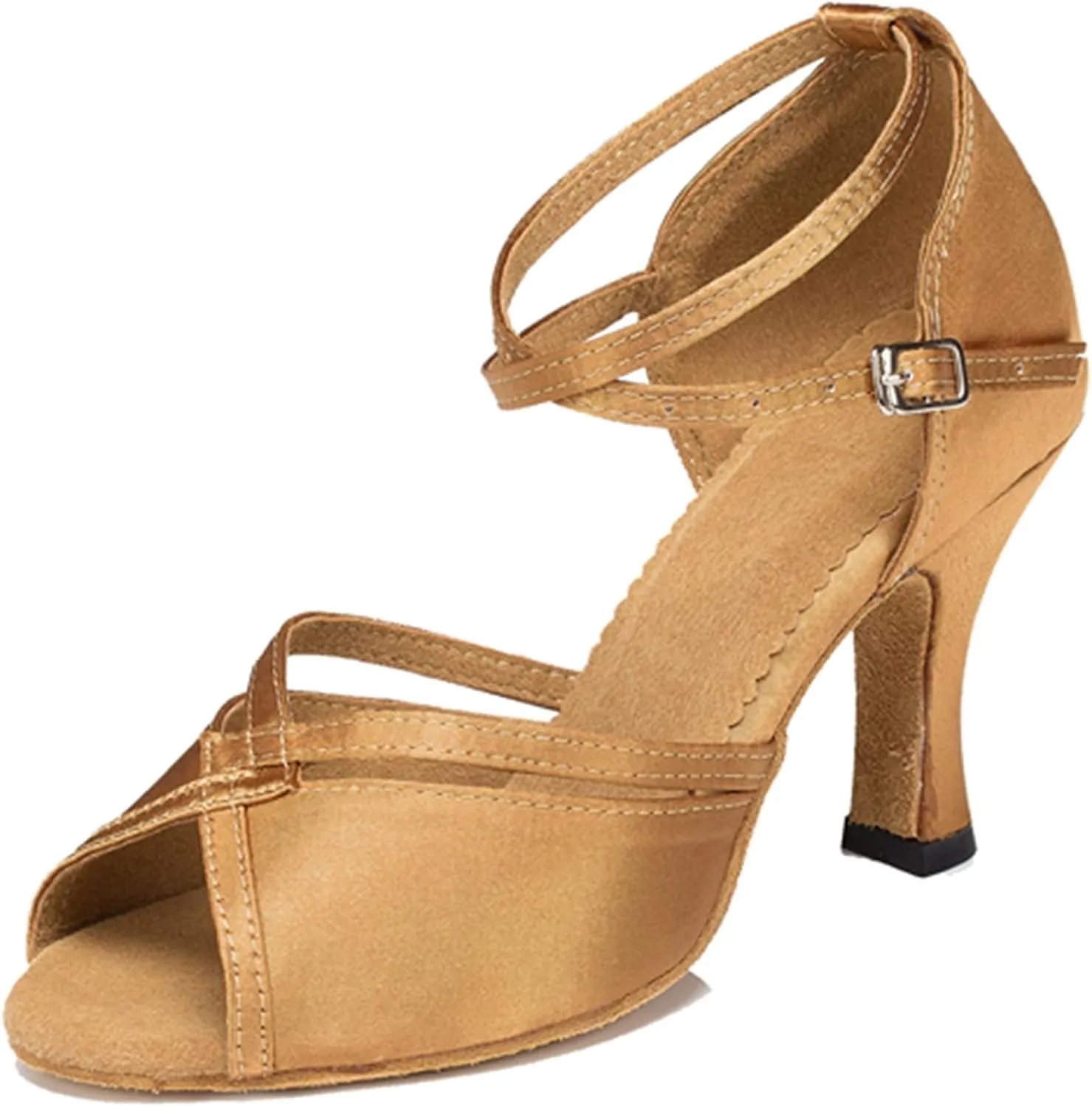 Latin Dance Heels for Women Ankle Strap Ballroom Dancing Shoes Wedding Party Sandals X016A
