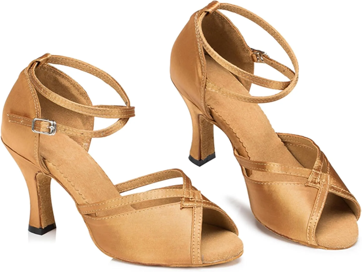 Latin Dance Heels for Women Ankle Strap Ballroom Dancing Shoes Wedding Party Sandals X016A