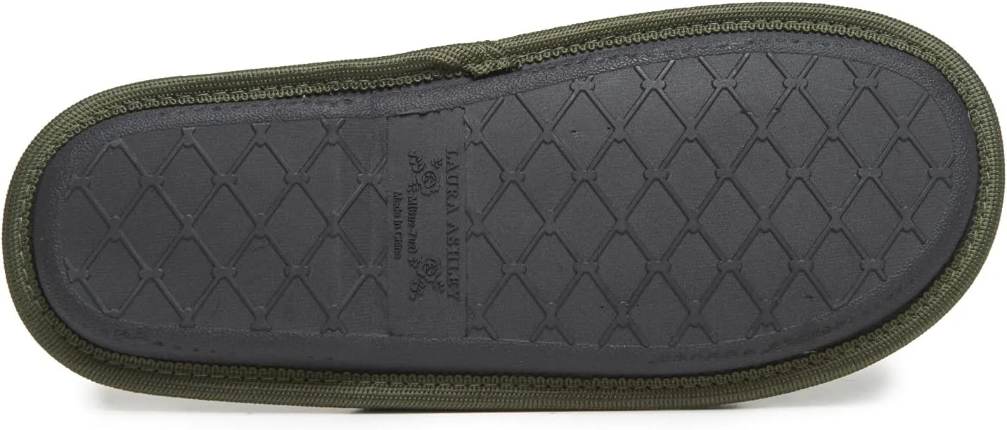 Laura Ashley Ladies Embroidered Soft Terry Scuff Slipper