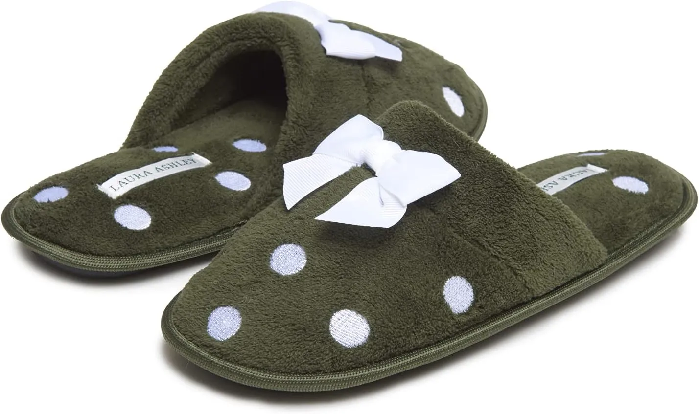 Laura Ashley Ladies Embroidered Soft Terry Scuff Slipper