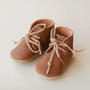 Leather Baby Boots in Walnut