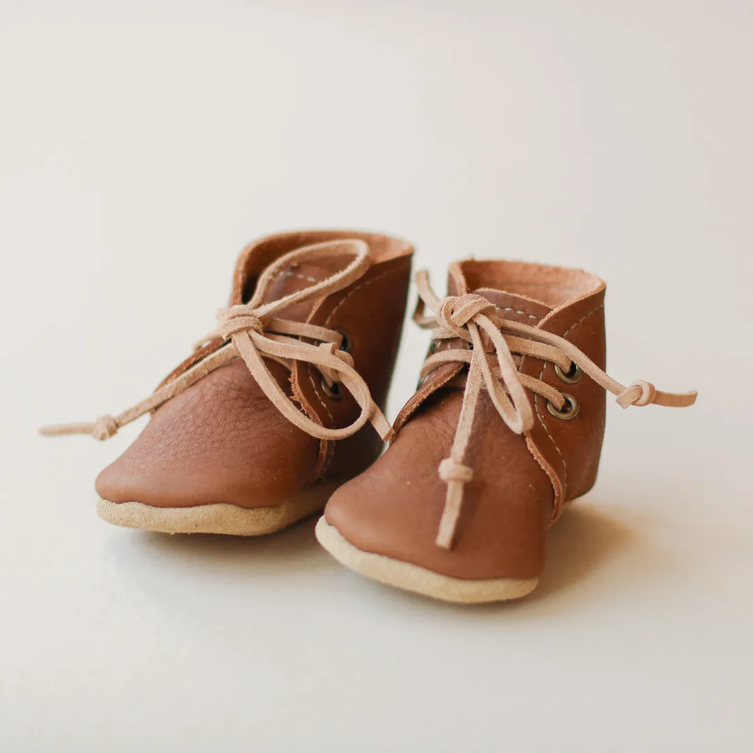 Leather Baby Boots in Walnut