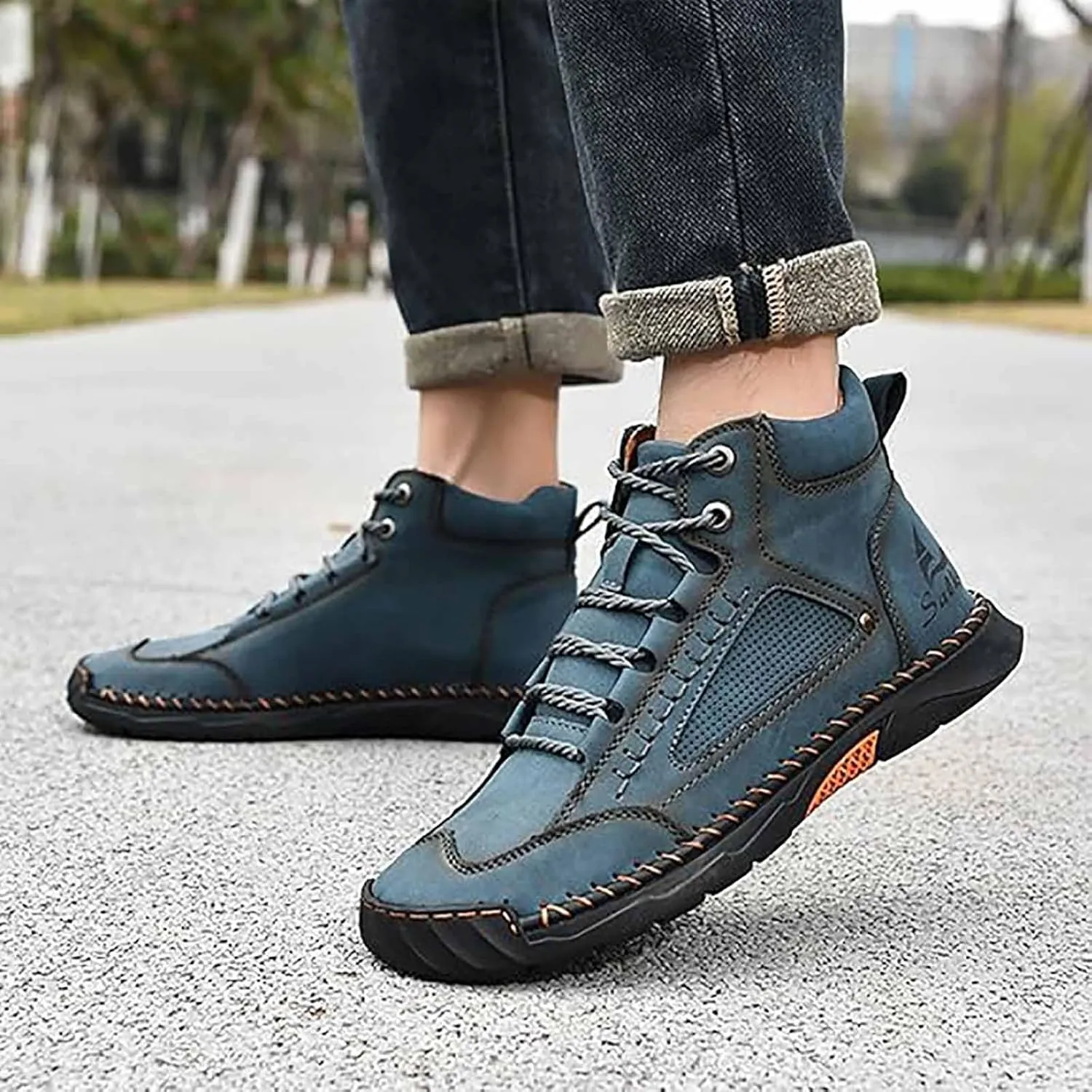 Man's Comfortable Handmade Leather Boots, Waterproof, Non-Slip, Arch Support for Outdoor Durable
