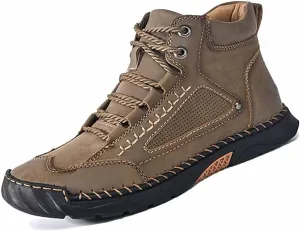Man's Comfortable Handmade Leather Boots, Waterproof, Non-Slip, Arch Support for Outdoor Durable