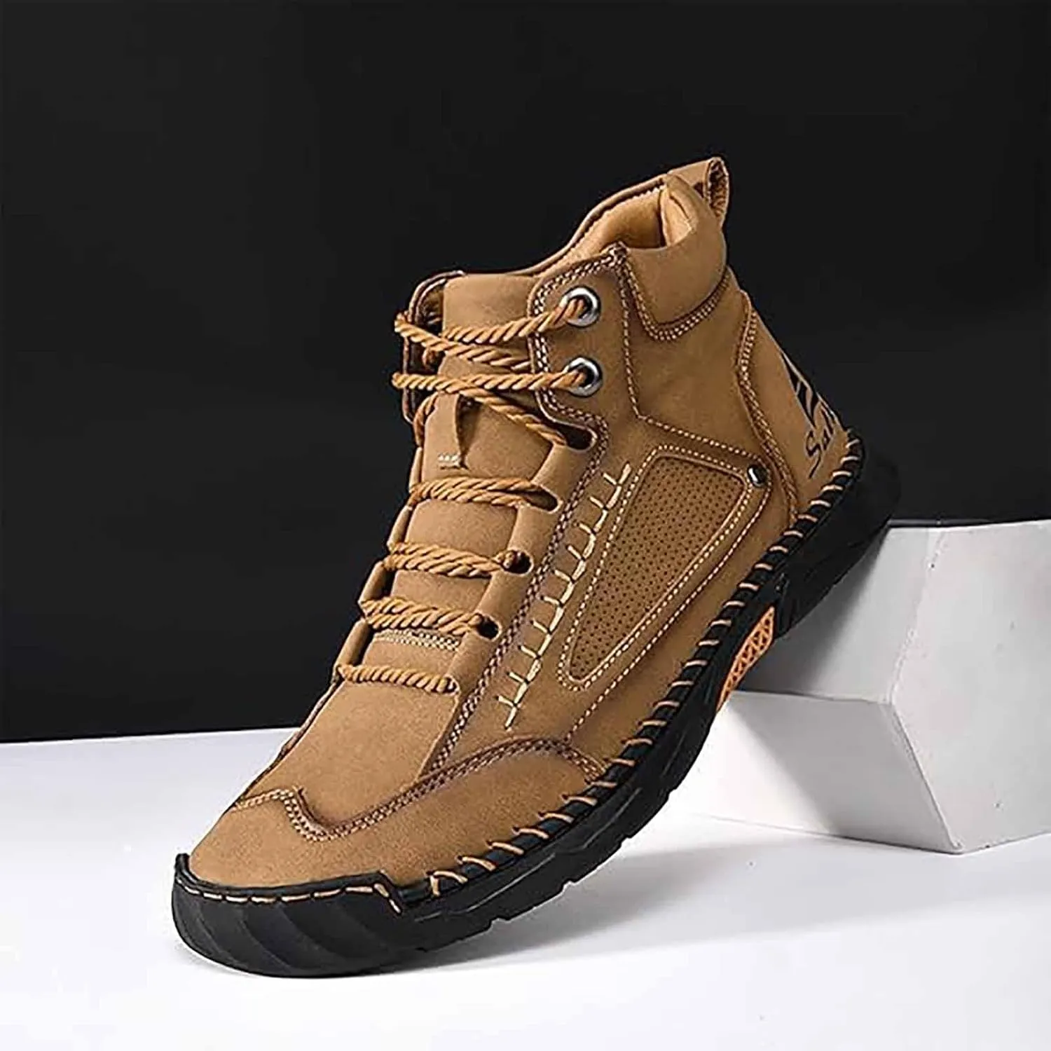 Man's Comfortable Handmade Leather Boots, Waterproof, Non-Slip, Arch Support for Outdoor Durable
