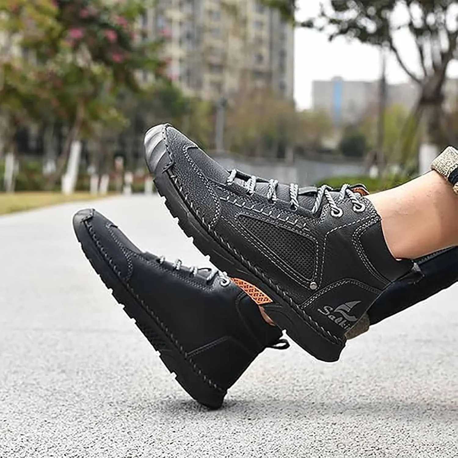 Man's Comfortable Handmade Leather Boots, Waterproof, Non-Slip, Arch Support for Outdoor Durable