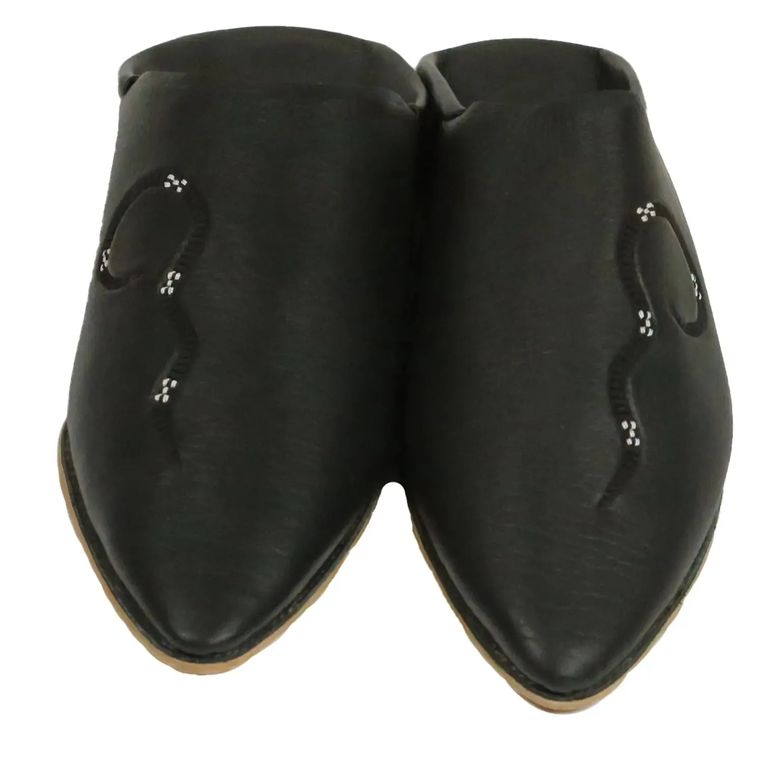 Men's Deco Sarma Black Moroccan Babouches Leather Slippers