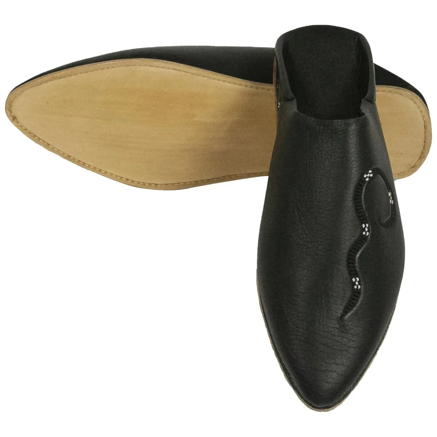 Men's Deco Sarma Black Moroccan Babouches Leather Slippers