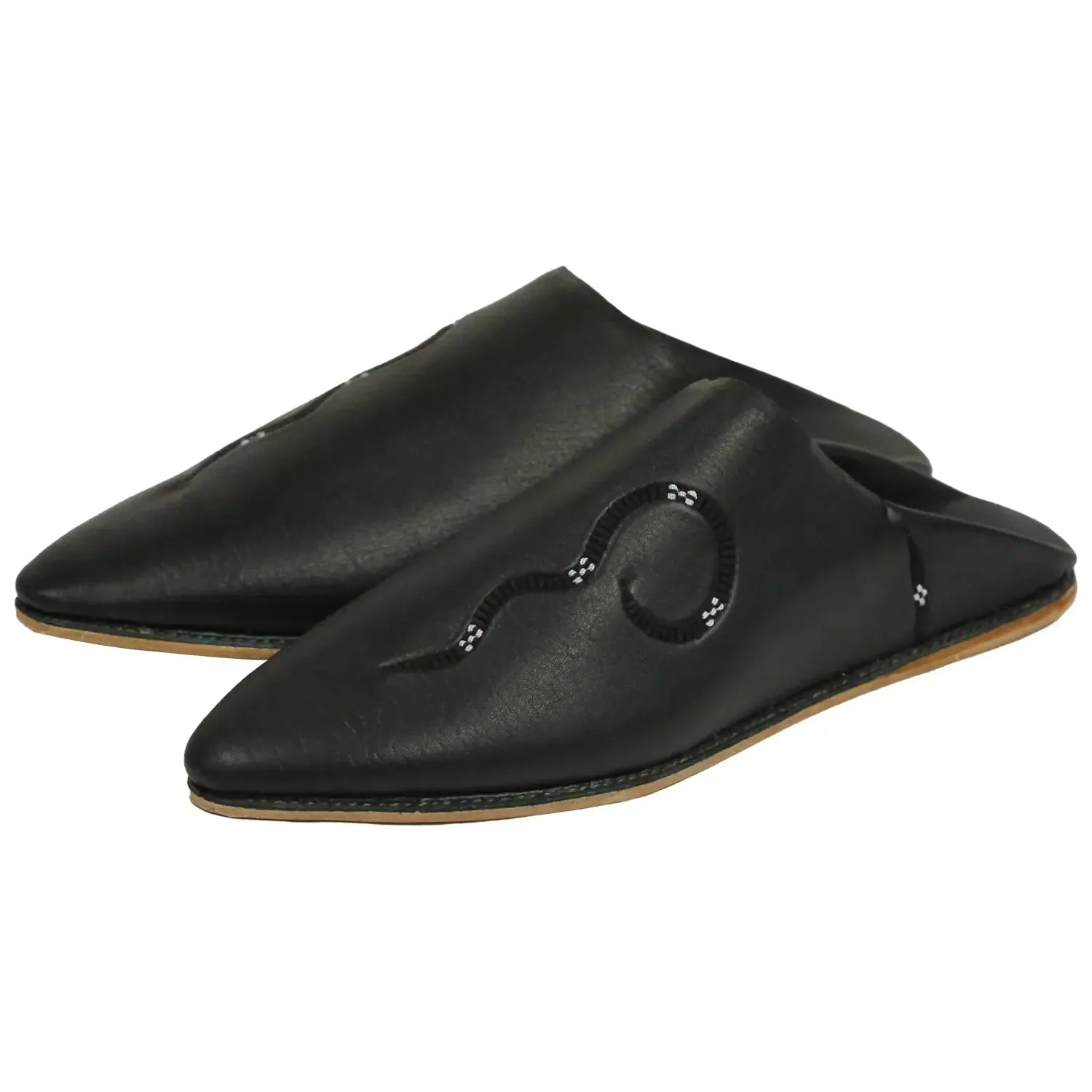 Men's Deco Sarma Black Moroccan Babouches Leather Slippers