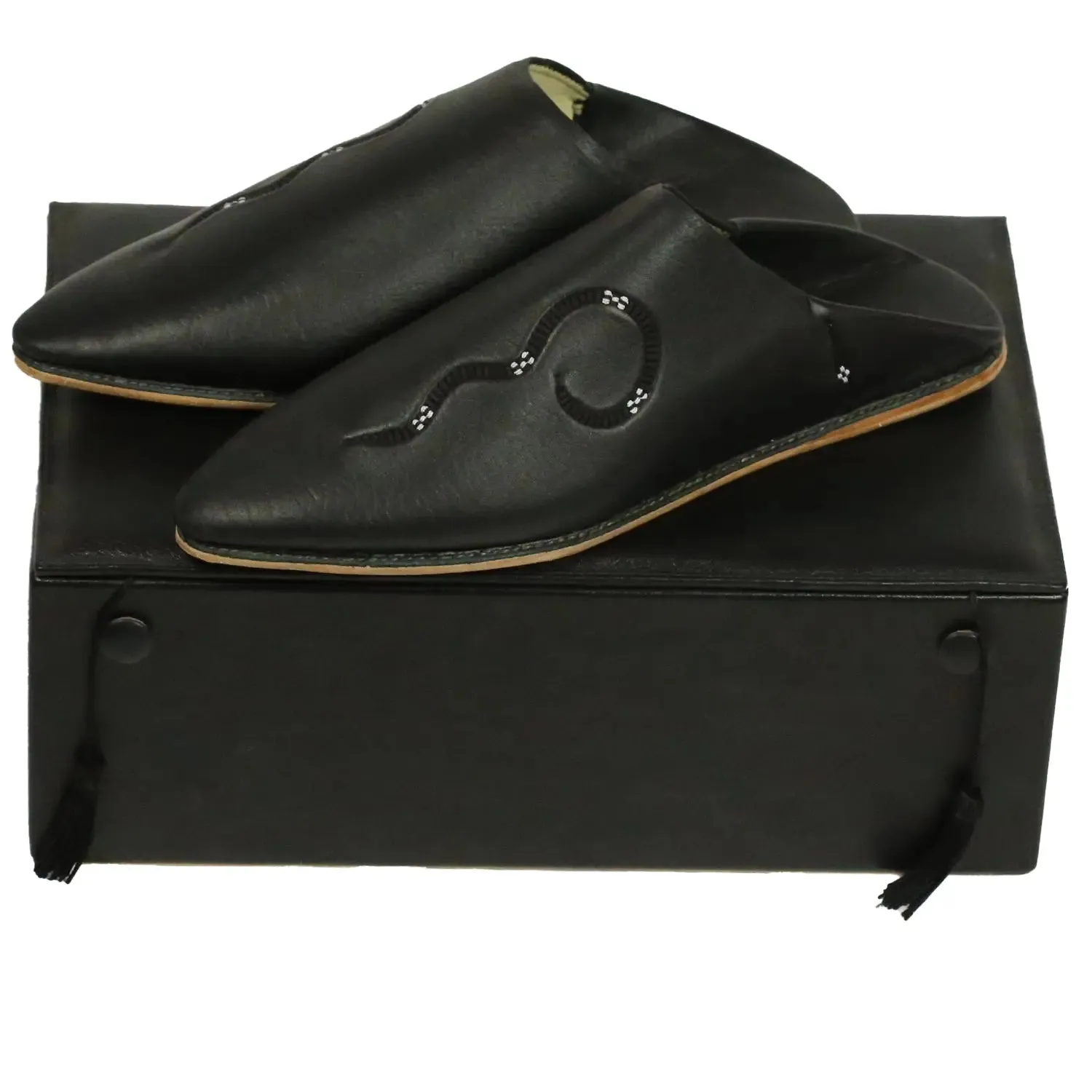 Men's Deco Sarma Black Moroccan Babouches Leather Slippers
