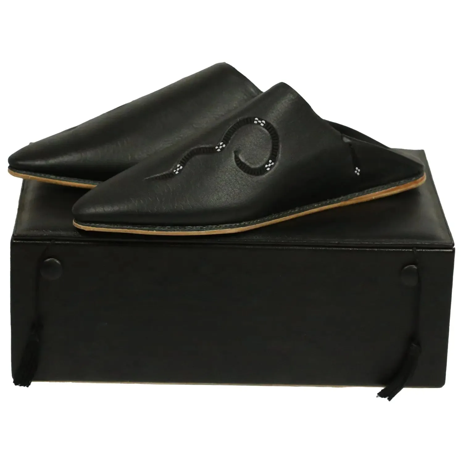 Men's Deco Sarma Black Moroccan Babouches Leather Slippers