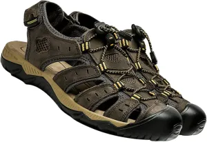 Mens Hiking Sandals Closed Toe Summer Outdoor Beach Sandals Adjustable Leather Water Shoes