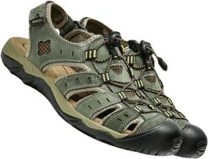 Mens Hiking Sandals Closed Toe Summer Outdoor Beach Sandals Adjustable Leather Water Shoes
