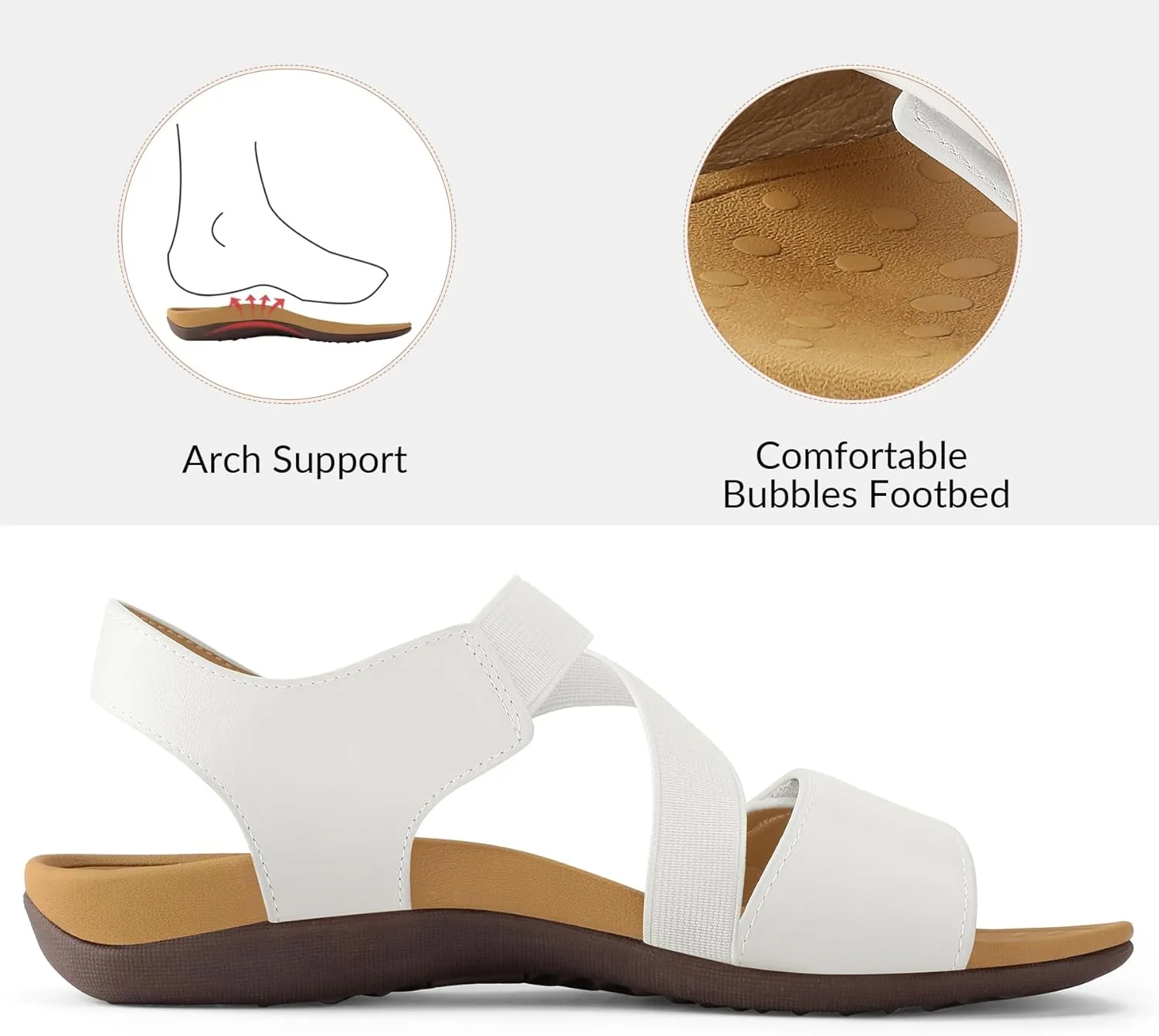 mysoft Women's Arch Support Sandals Orthotic Comfortable Walking Sandals Lightweight Adjustable Summer Outdoor Shoes