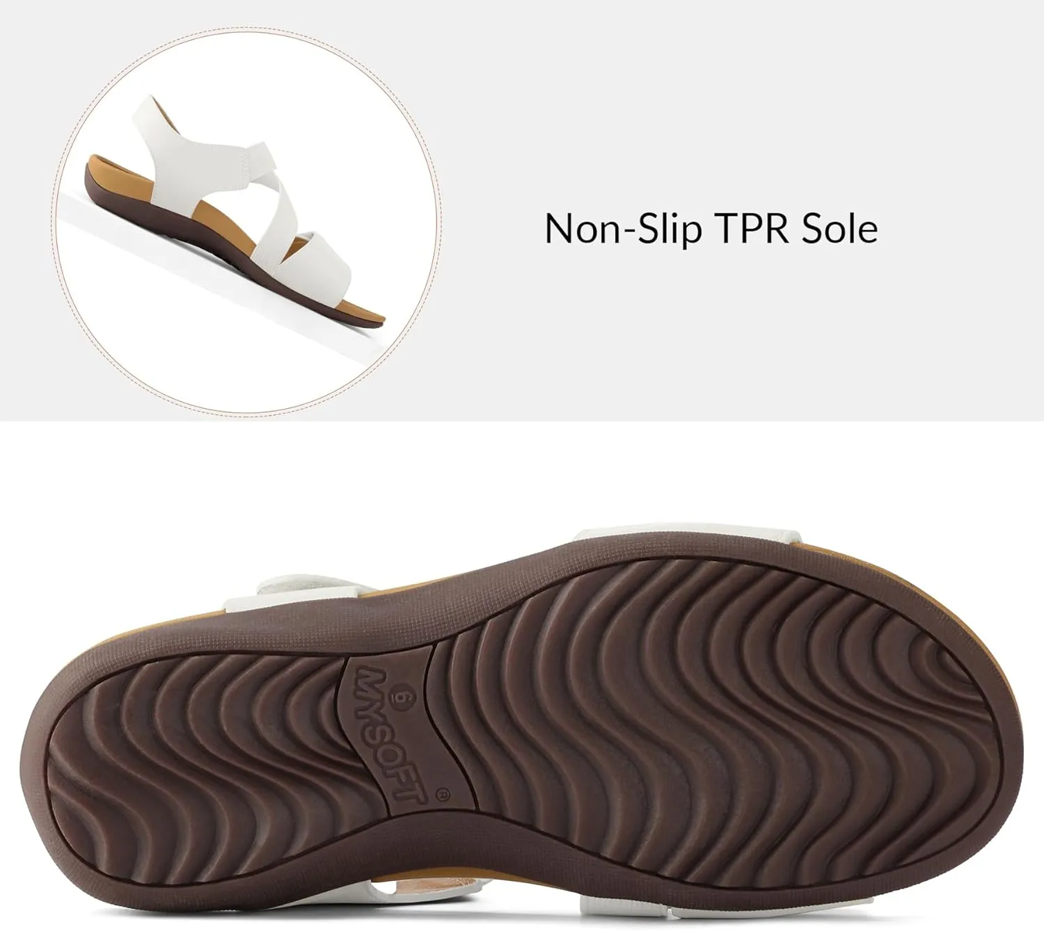 mysoft Women's Arch Support Sandals Orthotic Comfortable Walking Sandals Lightweight Adjustable Summer Outdoor Shoes