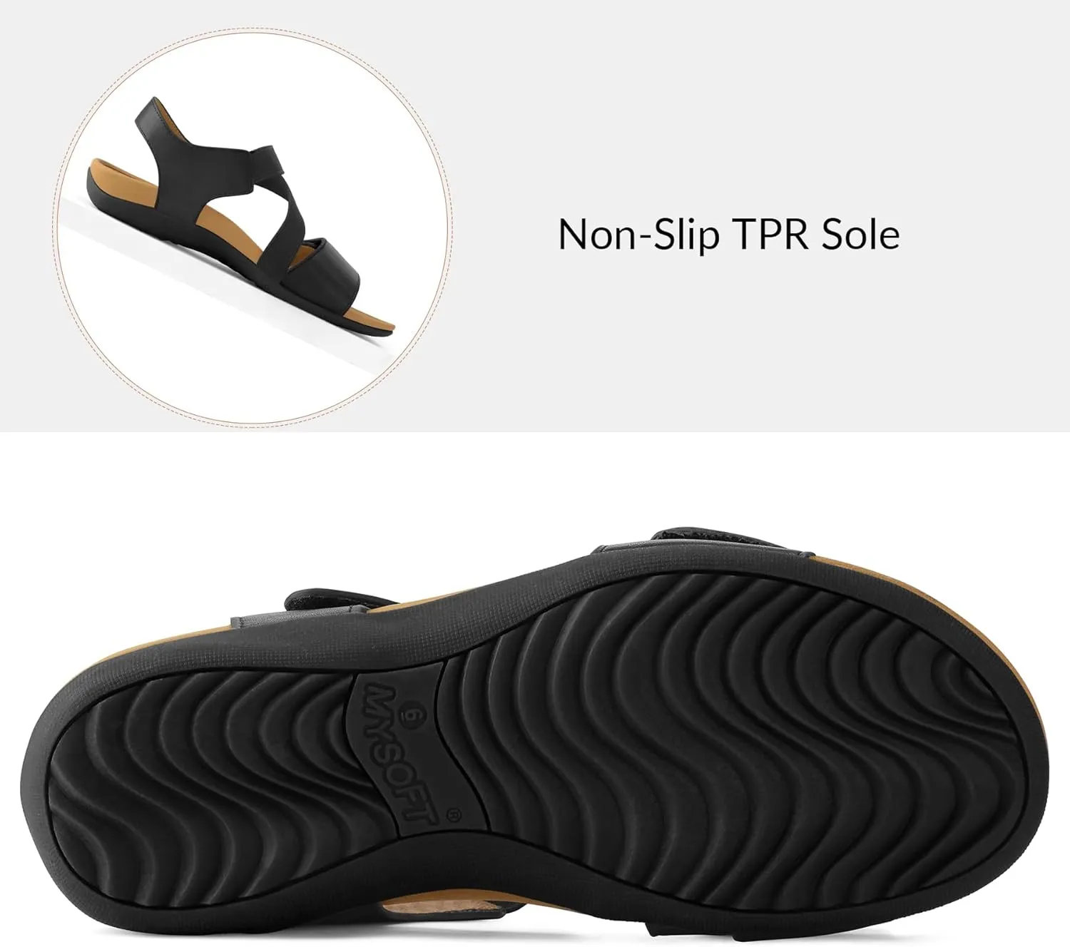 mysoft Women's Arch Support Sandals Orthotic Comfortable Walking Sandals Lightweight Adjustable Summer Outdoor Shoes