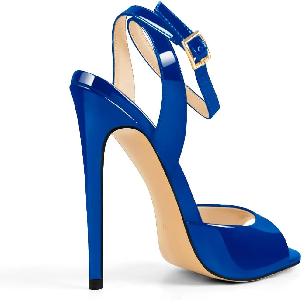onlymaker Women's Fashion Peep Toe Ankle Sandals Cross Buckle Strap Sexy Open-back Stiletto High Heel Sandals