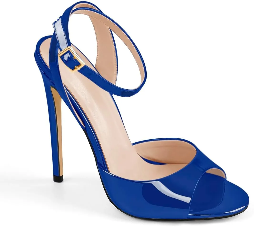 onlymaker Women's Fashion Peep Toe Ankle Sandals Cross Buckle Strap Sexy Open-back Stiletto High Heel Sandals