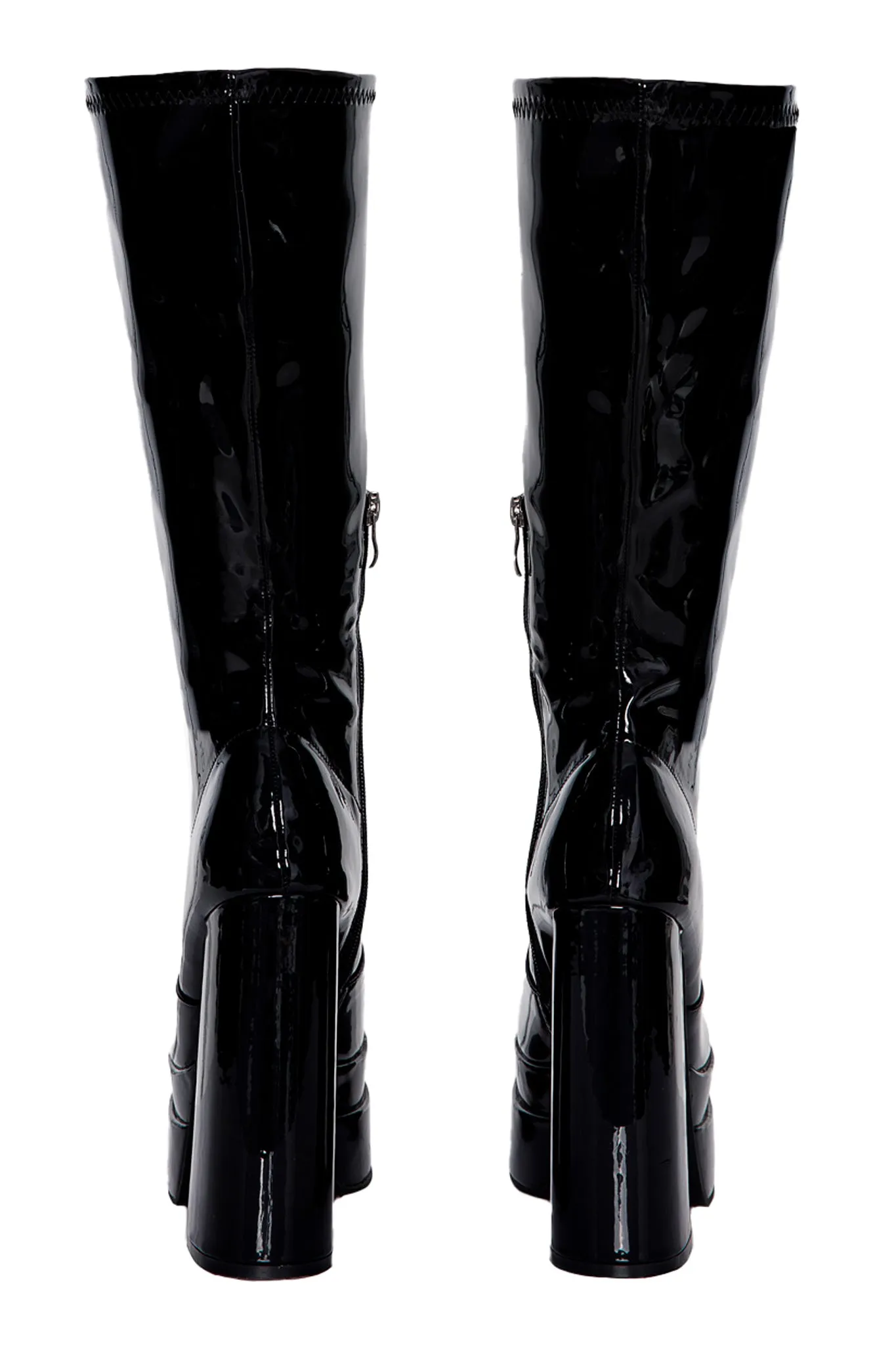 PATENT LEATHER PLATFORMS BOOTS