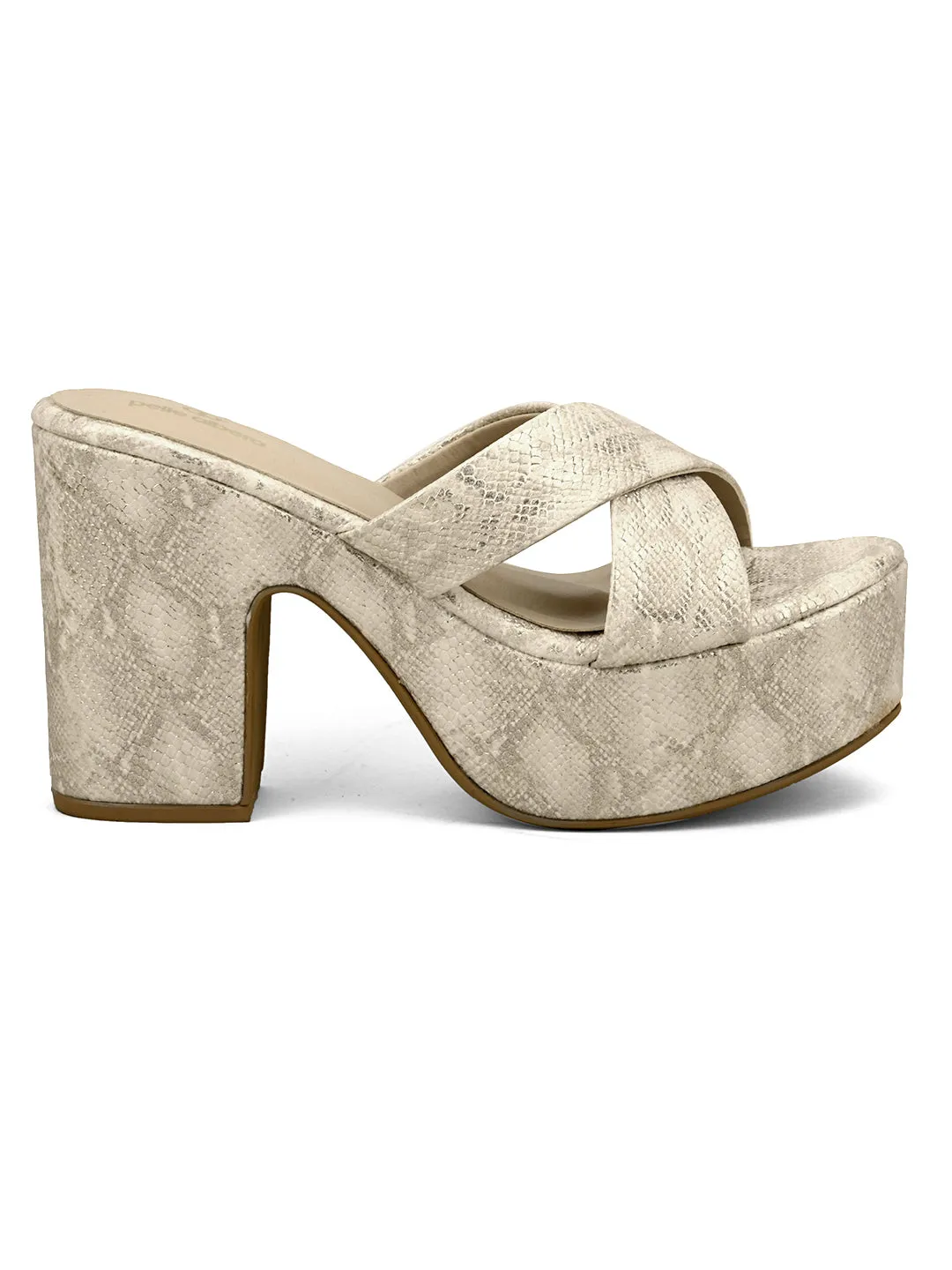 Pelle Albero White Block Heels For Women