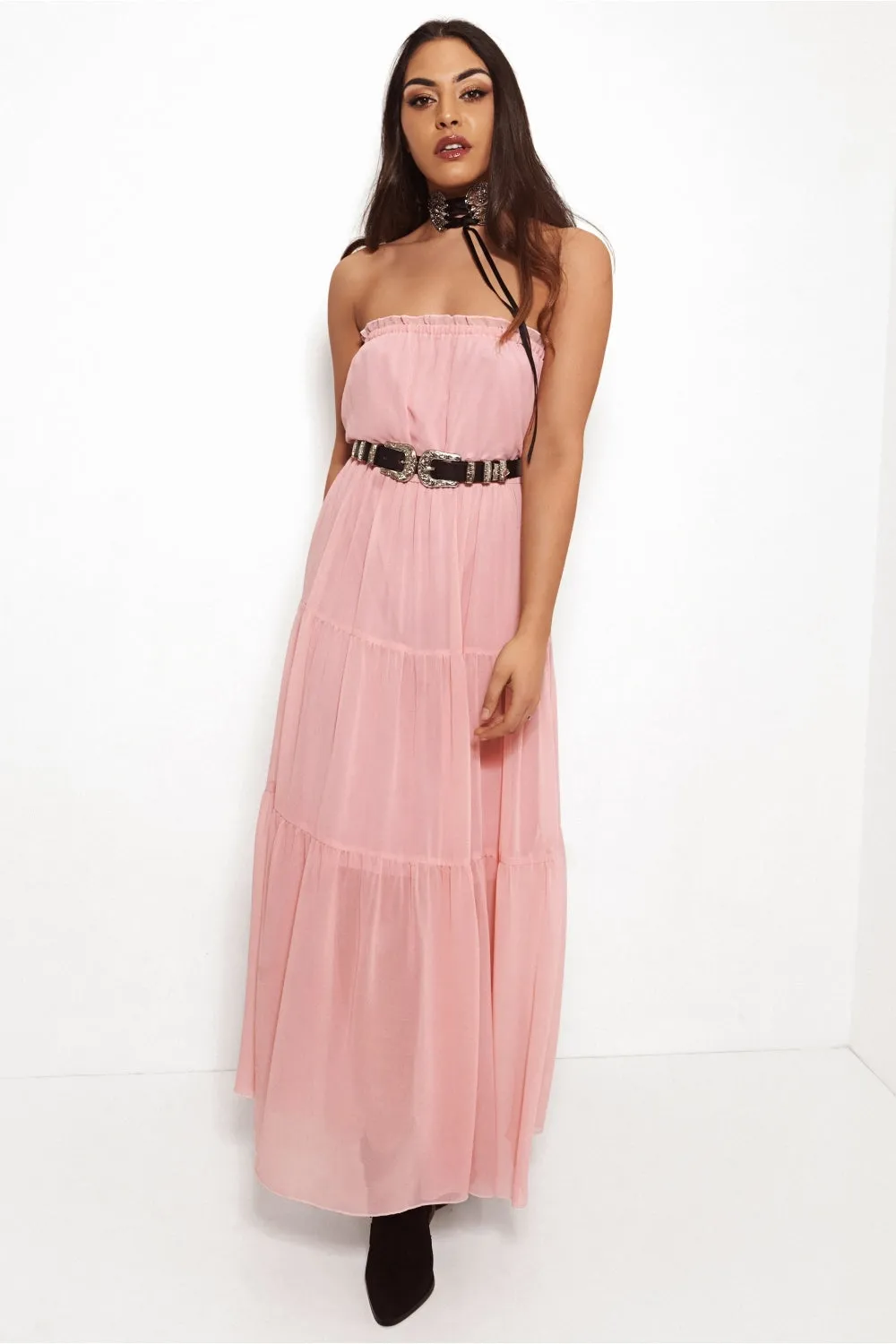 Pink Chiffon Goddess Maxi Dress