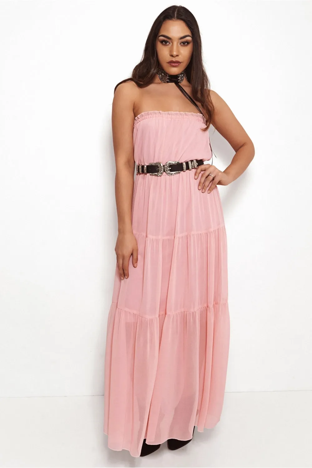 Pink Chiffon Goddess Maxi Dress