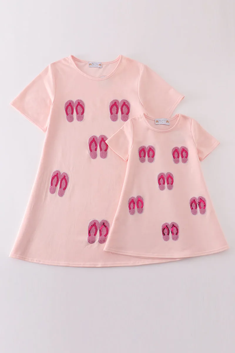 Pink Slipper Sequin Mom&me Dress
