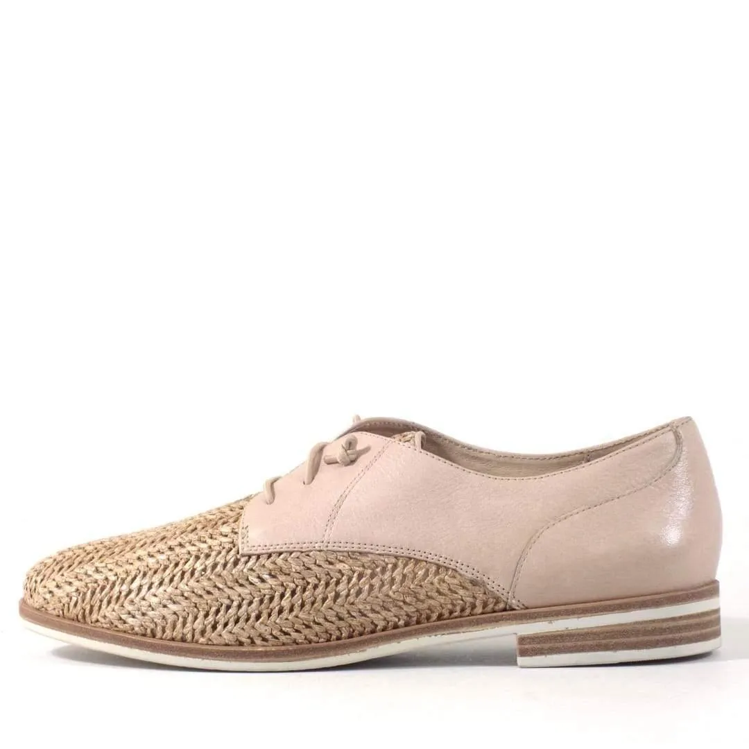 Piper Raffia and Pink Leather Oxford Shoes