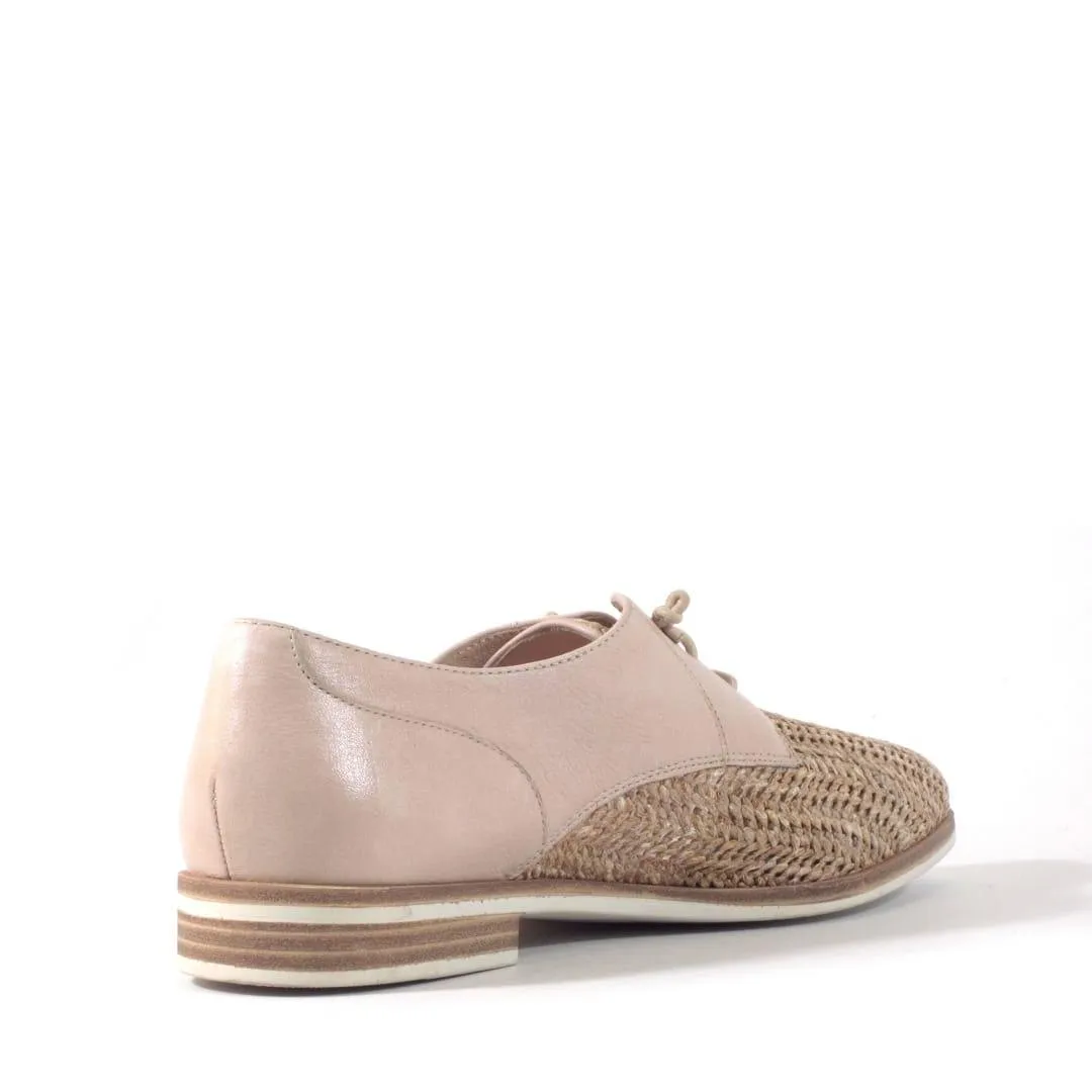 Piper Raffia and Pink Leather Oxford Shoes