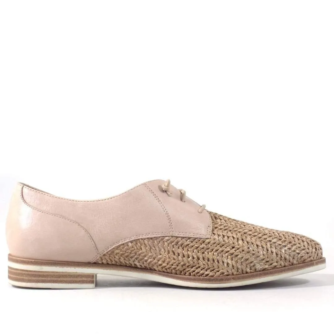 Piper Raffia and Pink Leather Oxford Shoes