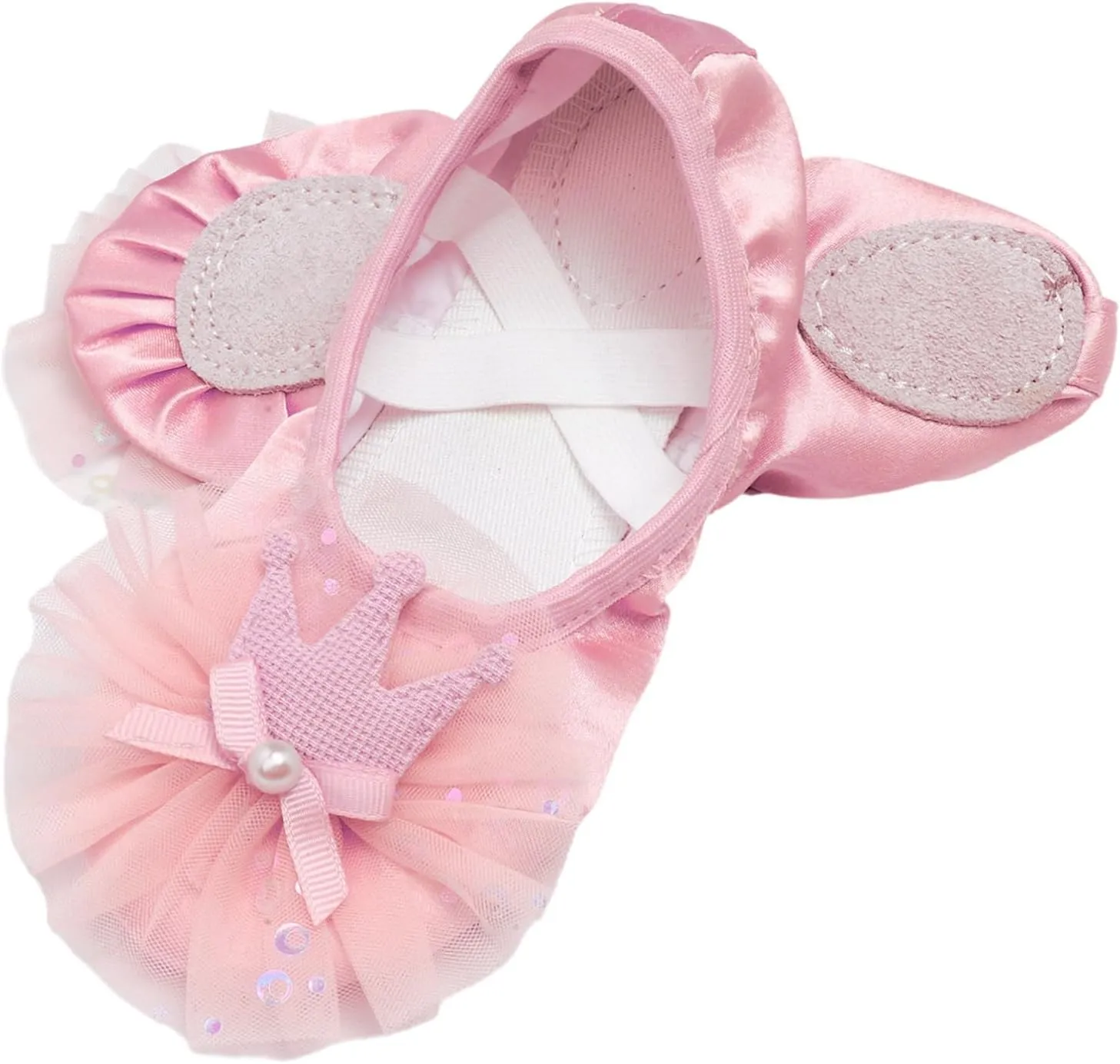 Princess Dance Shoes for Toddlers: Sparkly Mesh Crown, Soft Ballet Practice Slippers