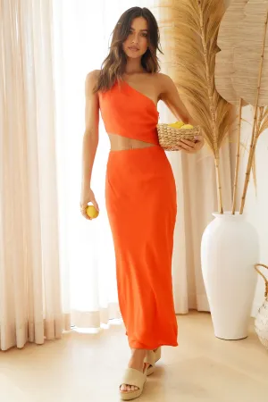 RUNAWAY THE LABEL Cedros Midi Dress Fire