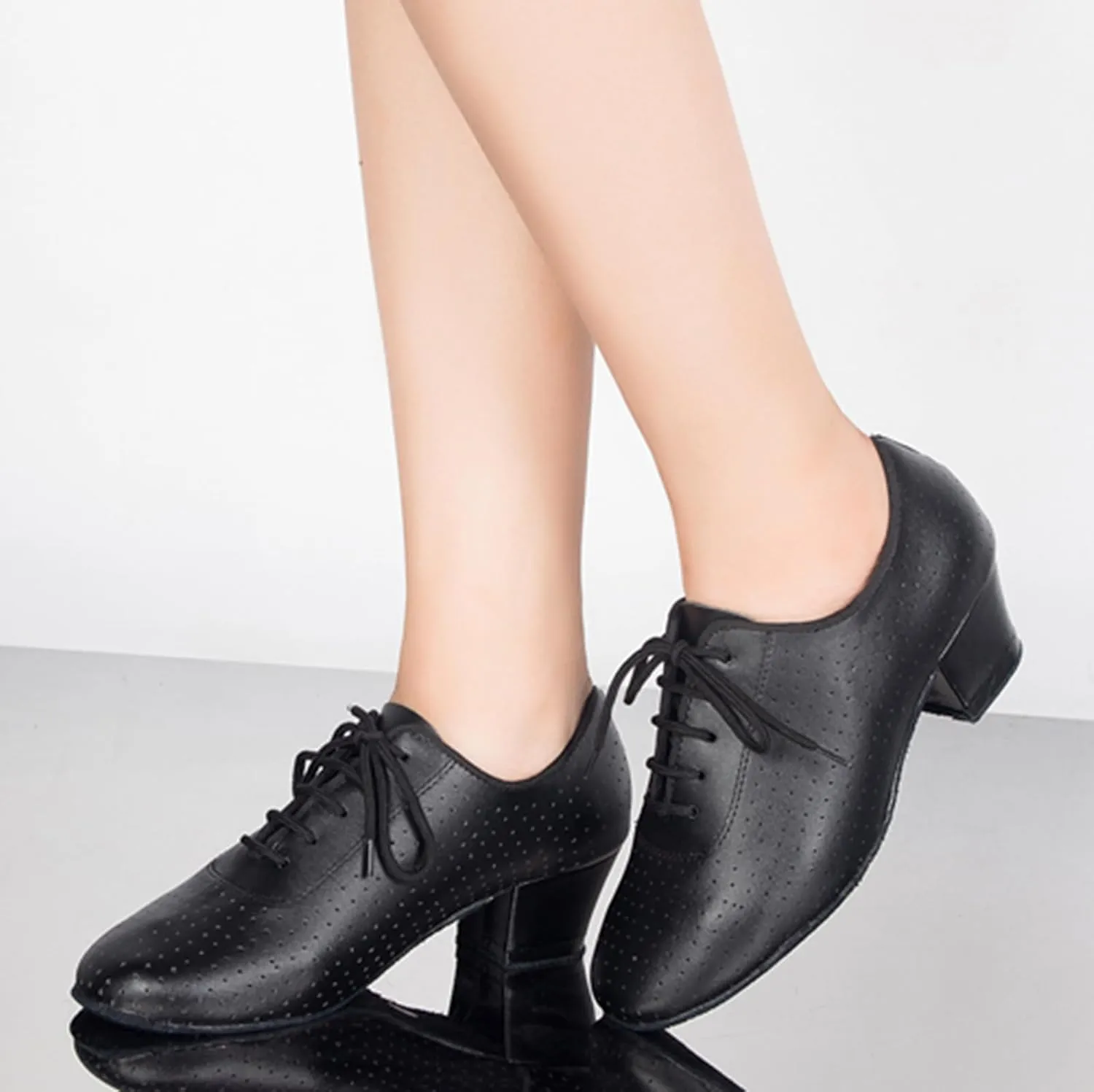Salsa Heels for Women Lace-up Comfortable Ballroom Practice Dance Shoes Evening Pumps X2077