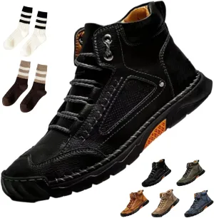 Sawbehind Mens Boots, Sawbehind Men's Comfortable Handmade Leather Boots, Waterproof, Non-slip, Arch Support (Black,13)