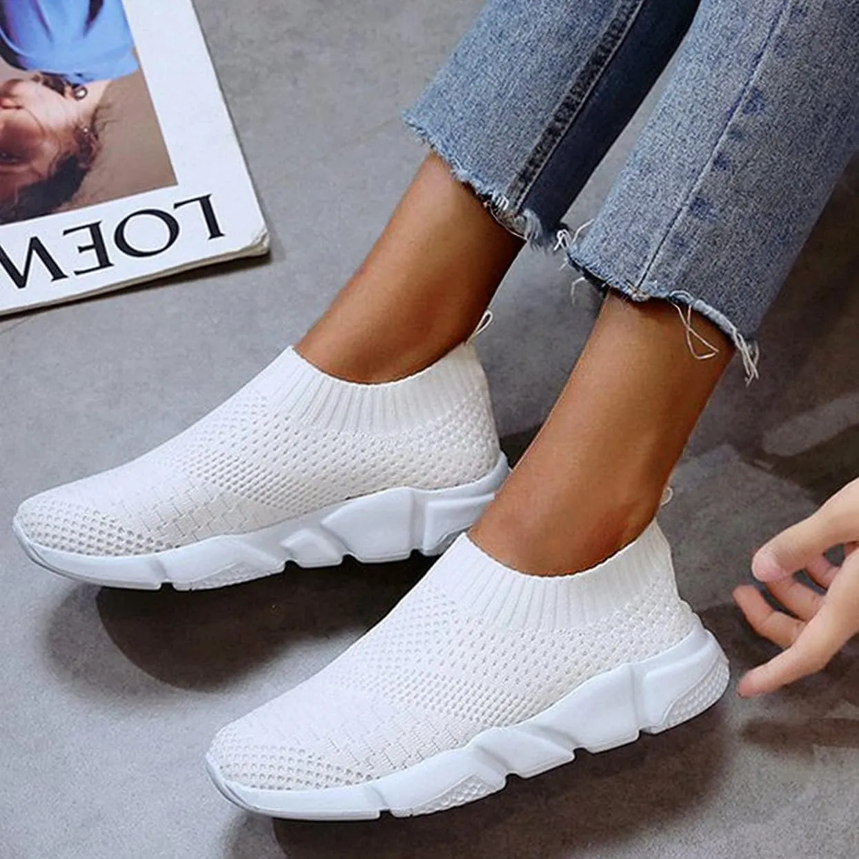 Slip On Shoes Women Comfortable No Socks Sneakers for Women 2023 Wide Toe Box Women Running Shoes White Womens Slip On Sneakers Size 7w Women's Size 9 1/2 Wide Slip-On Shoes