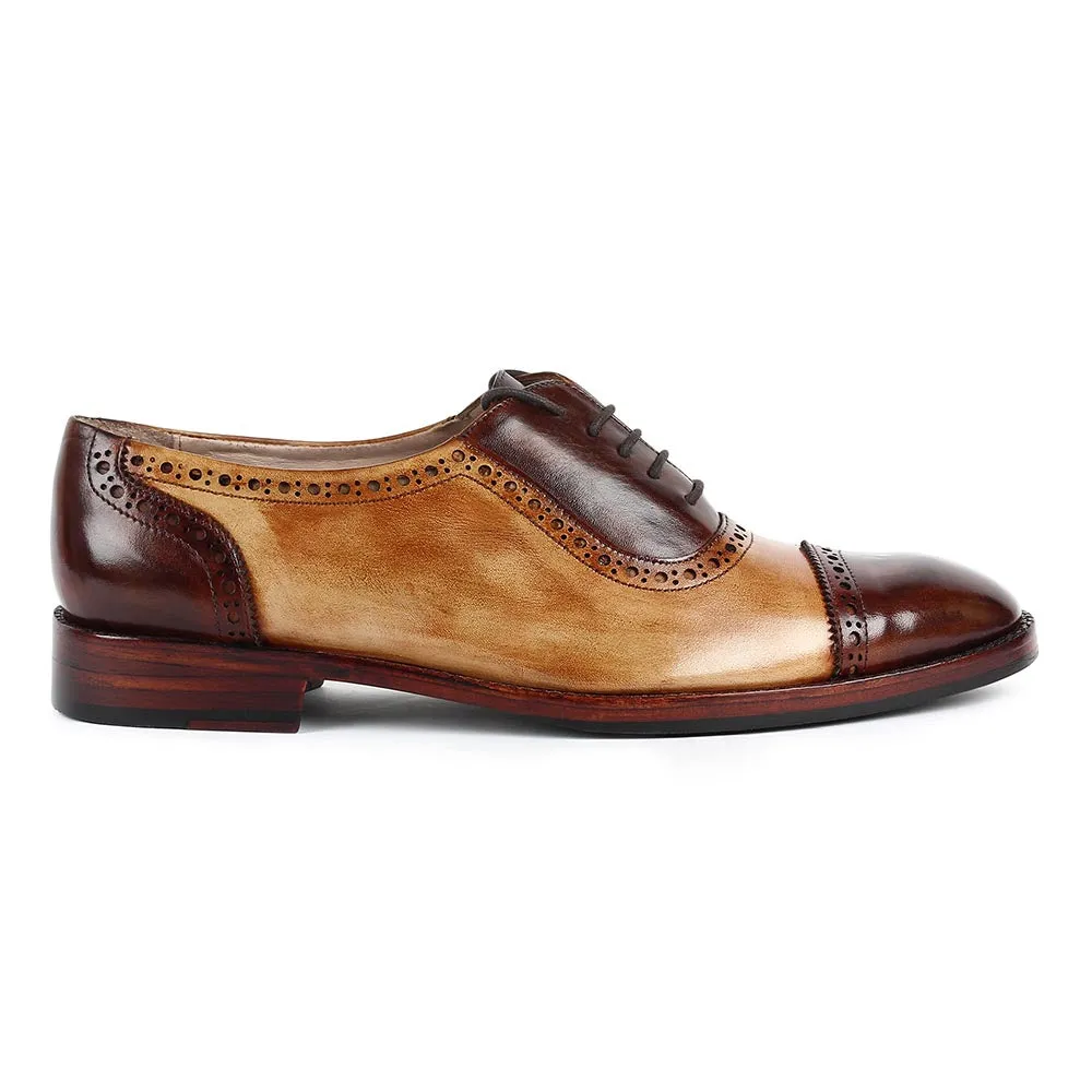 Tan & Brown Patina Glossed Oxfords