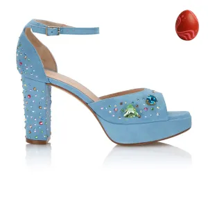 The Moment Platform - Blue Suede/Multicolour Crystals