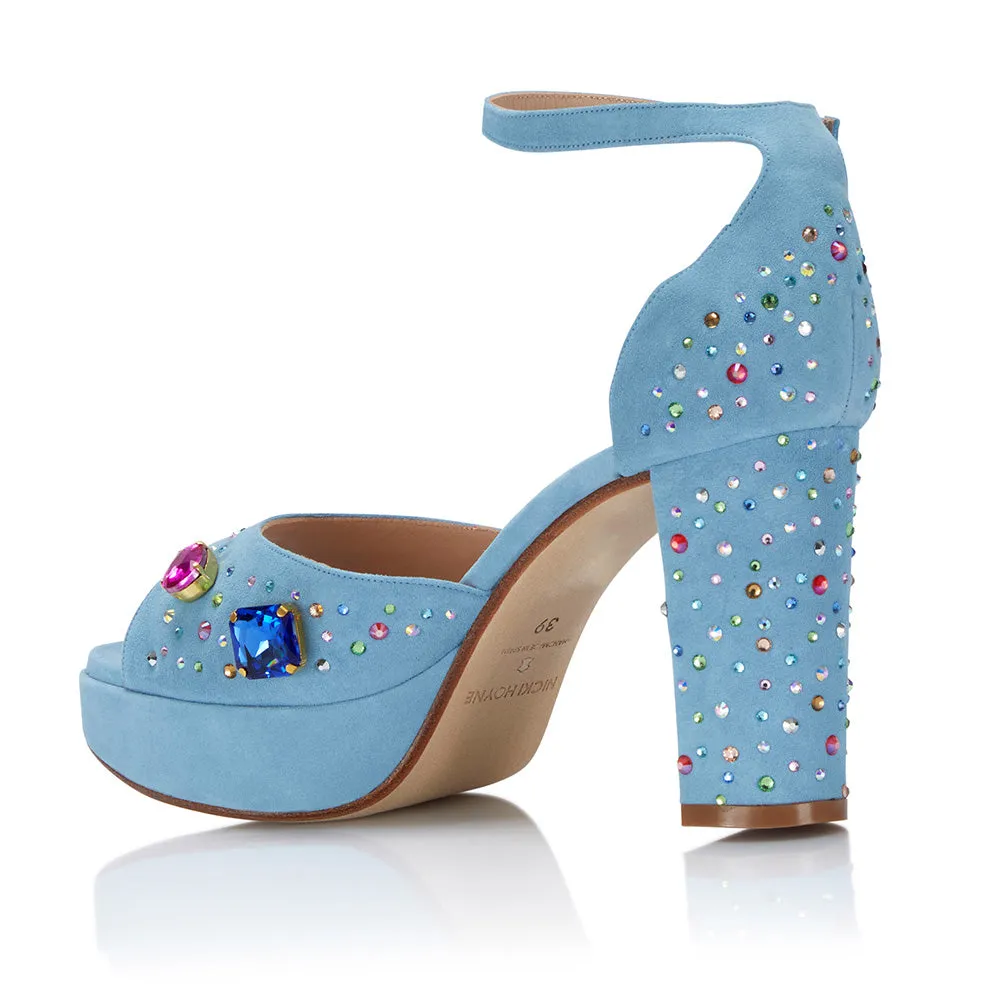 The Moment Platform - Blue Suede/Multicolour Crystals