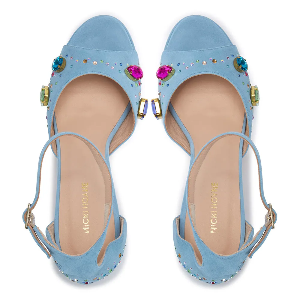 The Moment Platform - Blue Suede/Multicolour Crystals