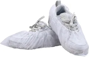 Ultimate Skid Resistant Poly-Coated Protective Shoe Covers, Seamless Sole, Disposable PPE, 100 Count, White T155