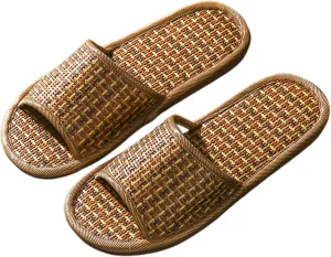 Vine Grass Woven Slippers In Summer, Linen Slippers For Indoor Living, Anti Slip Grass Mat Bamboo Sandals Women Men