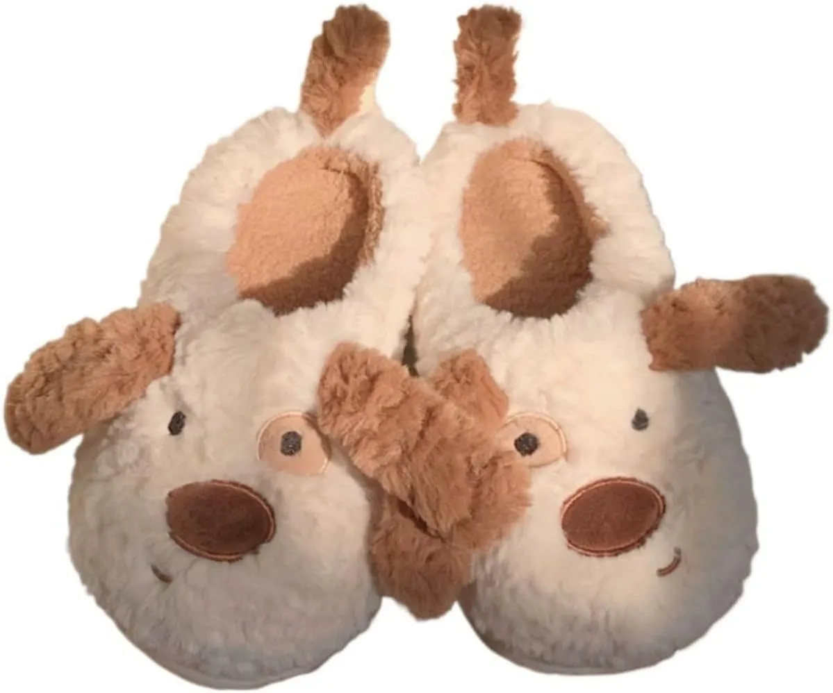 Warm and Cute Long Ear Dog Slippers Plush Puppy Animal Slippers for Women and Men Winter Slippers