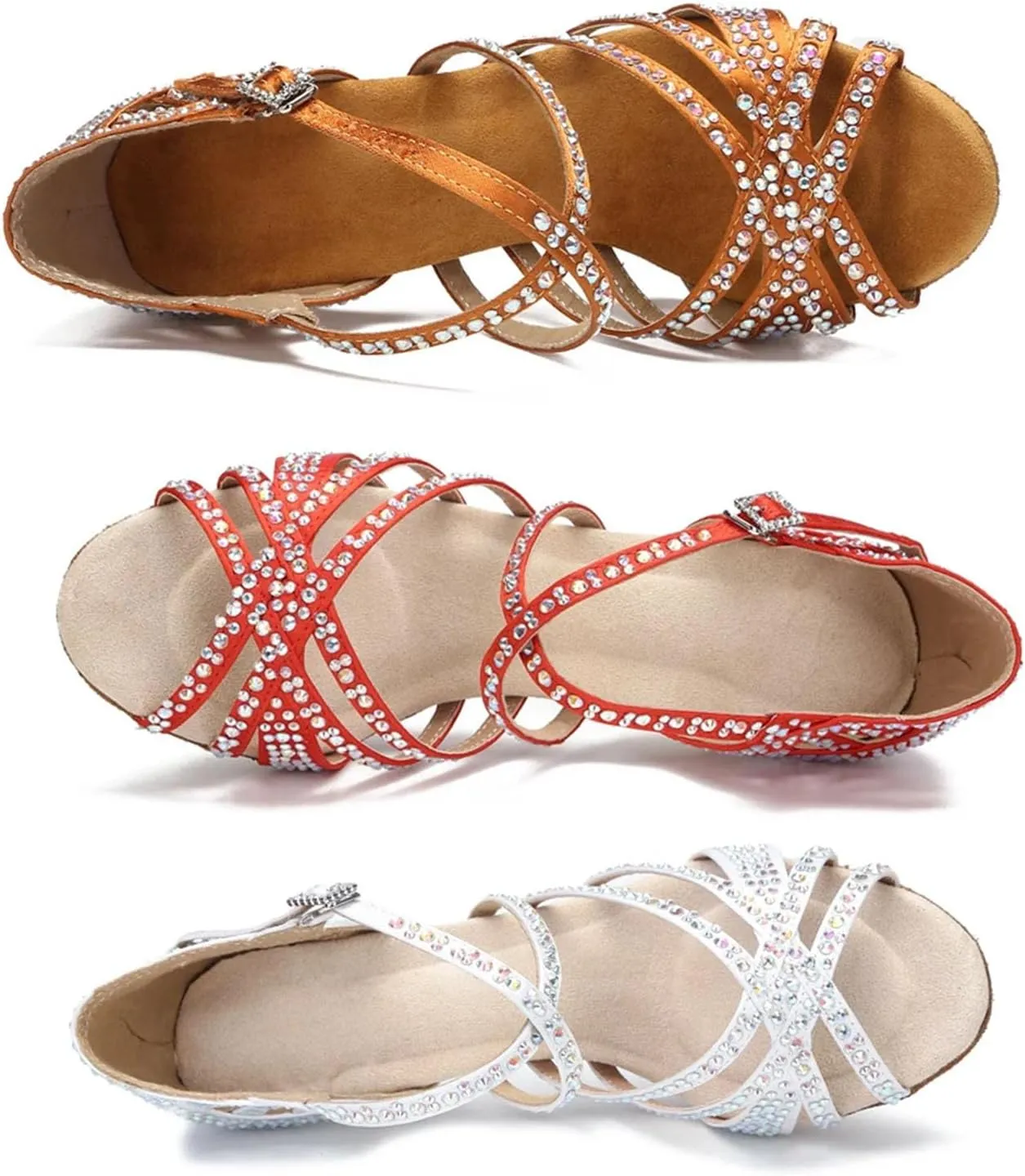 White Satin Ballroom Sandals - Soft Bottom Wedding Dance Shoes (9CM/3.54")
