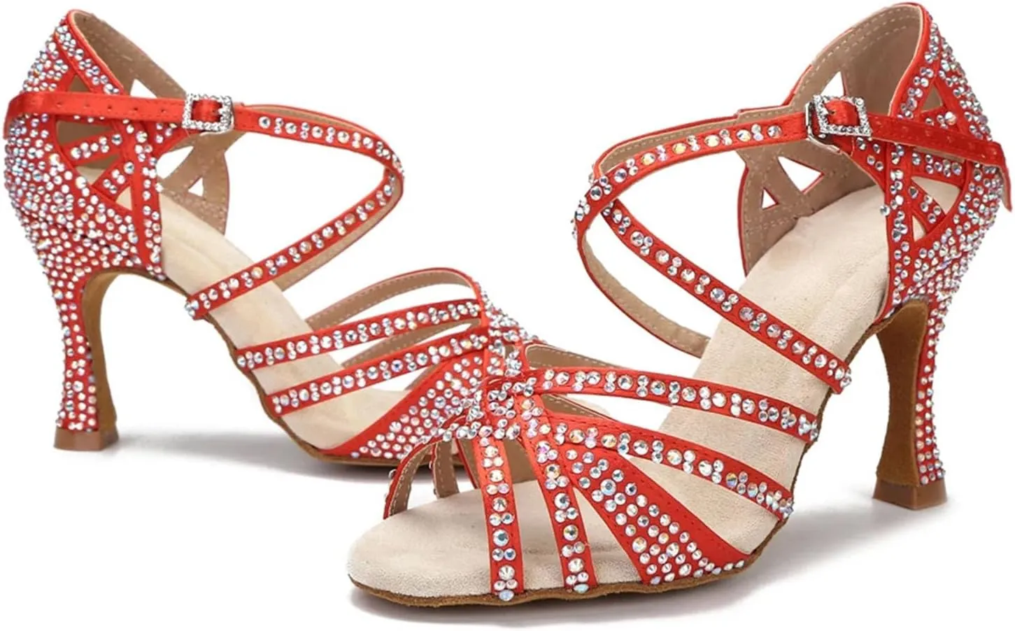 White Satin Ballroom Sandals - Soft Bottom Wedding Dance Shoes (9CM/3.54")