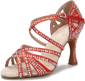White Satin Ballroom Sandals - Soft Bottom Wedding Dance Shoes (9CM/3.54")