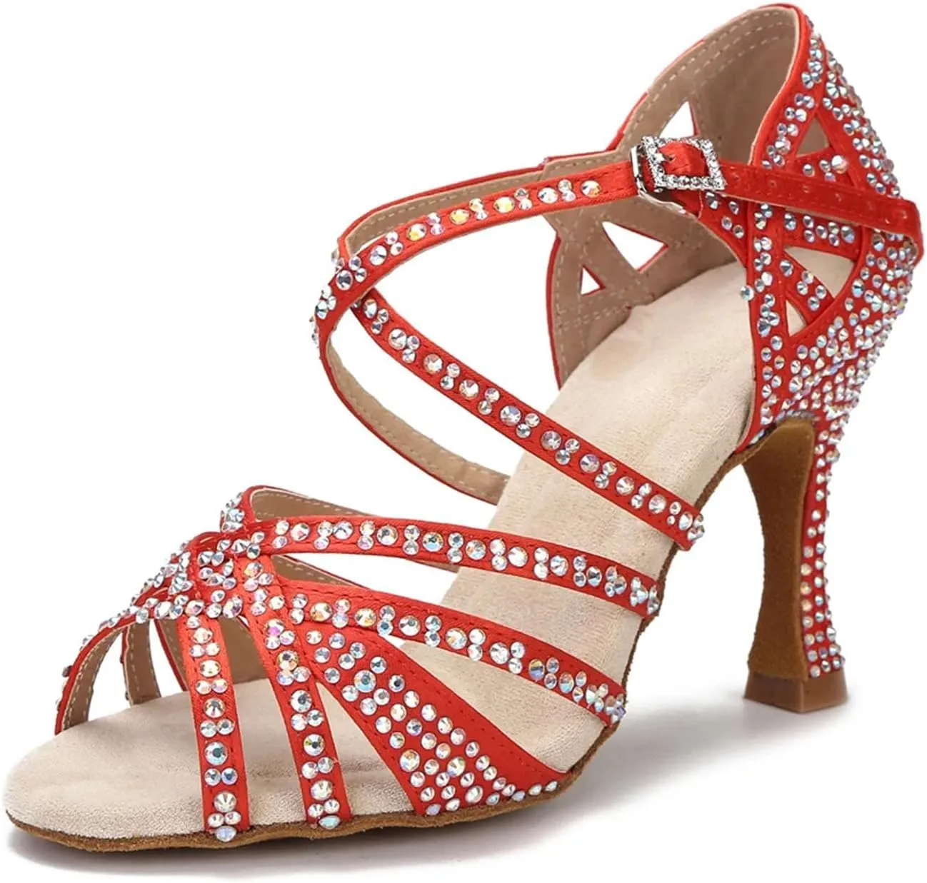 White Satin Ballroom Sandals - Soft Bottom Wedding Dance Shoes (9CM/3.54")
