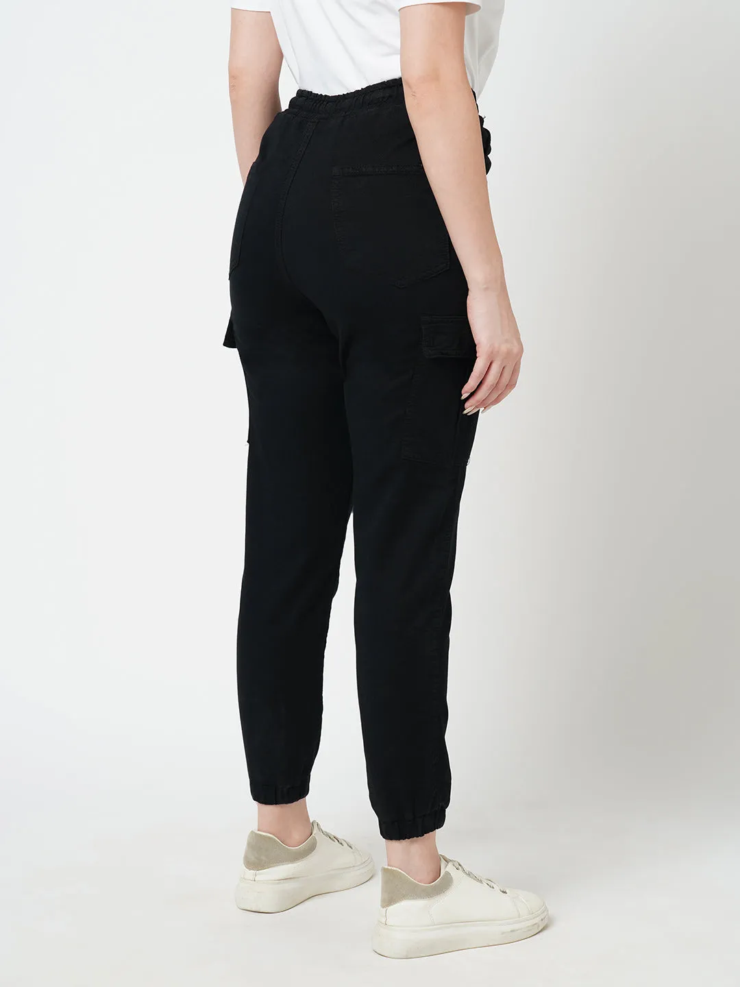 Women Black High Rise Cargo